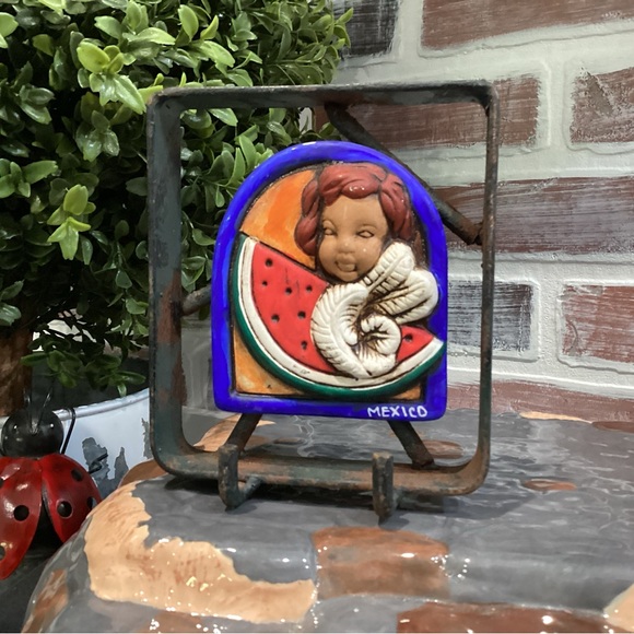 🔵 Extremely unique Mexico Art Decor Key Holder - Heavy Metal & Ceramic Crafted - Picture 3 of 11